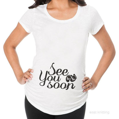 Women T-Shirts Slim Maternity Funny Letter Tops O-Neck Pregnancy Women