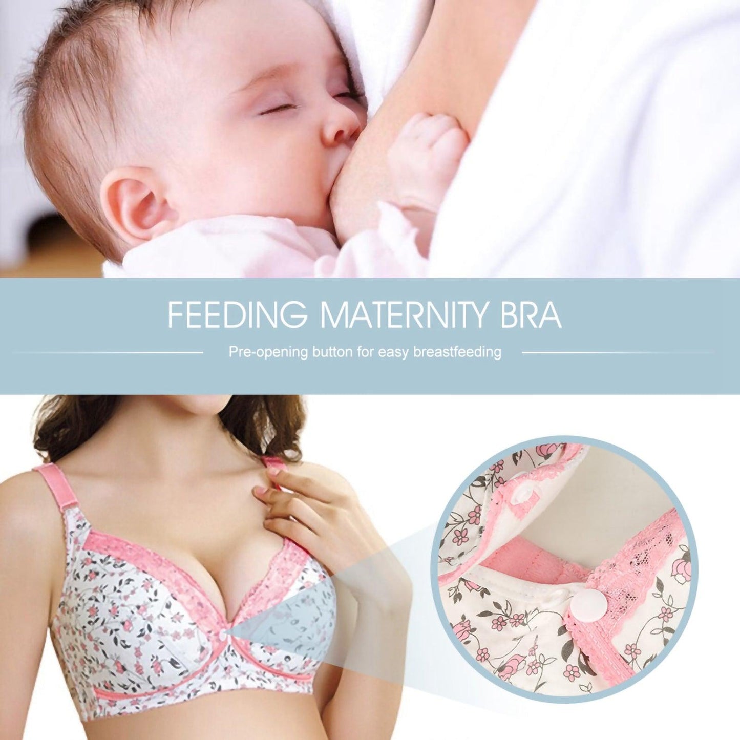 Pre opening Cotton Breast Feeding Maternity Nursing Bra for Nursing Pregnant Women Pink 38/85