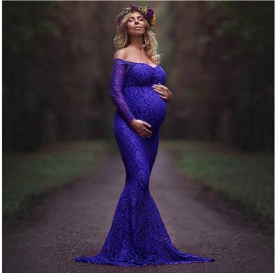 Elegant Off-Shoulder Maternity Dress with long sleeves