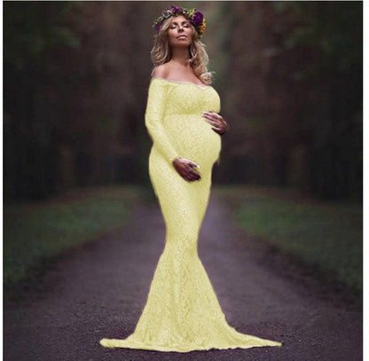 Elegant Off-Shoulder Maternity Dress with long sleeves