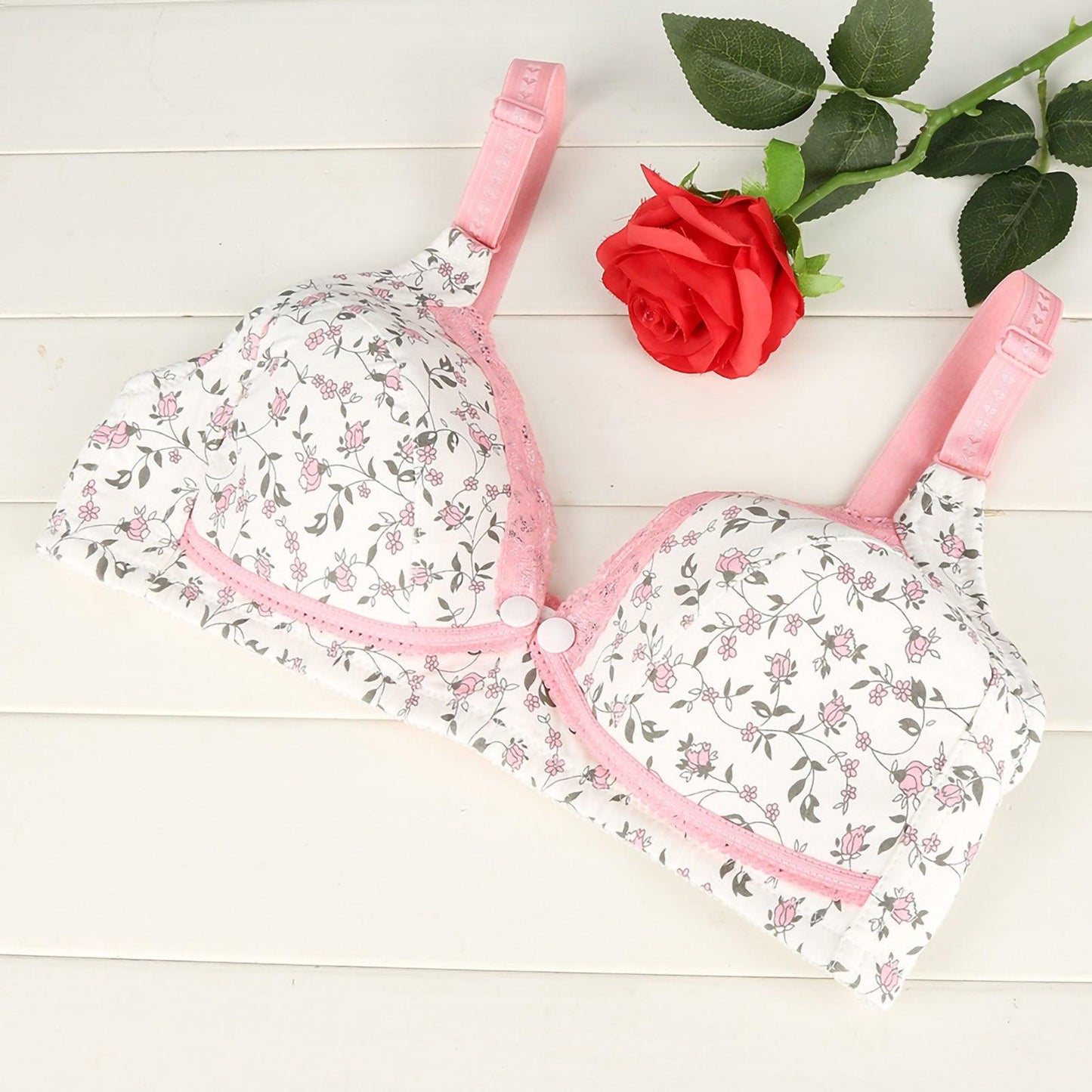 Soutien-gorge d'allaitement pré-ouvert en coton pour femmes enceintes qui allaitent, rose 38/85