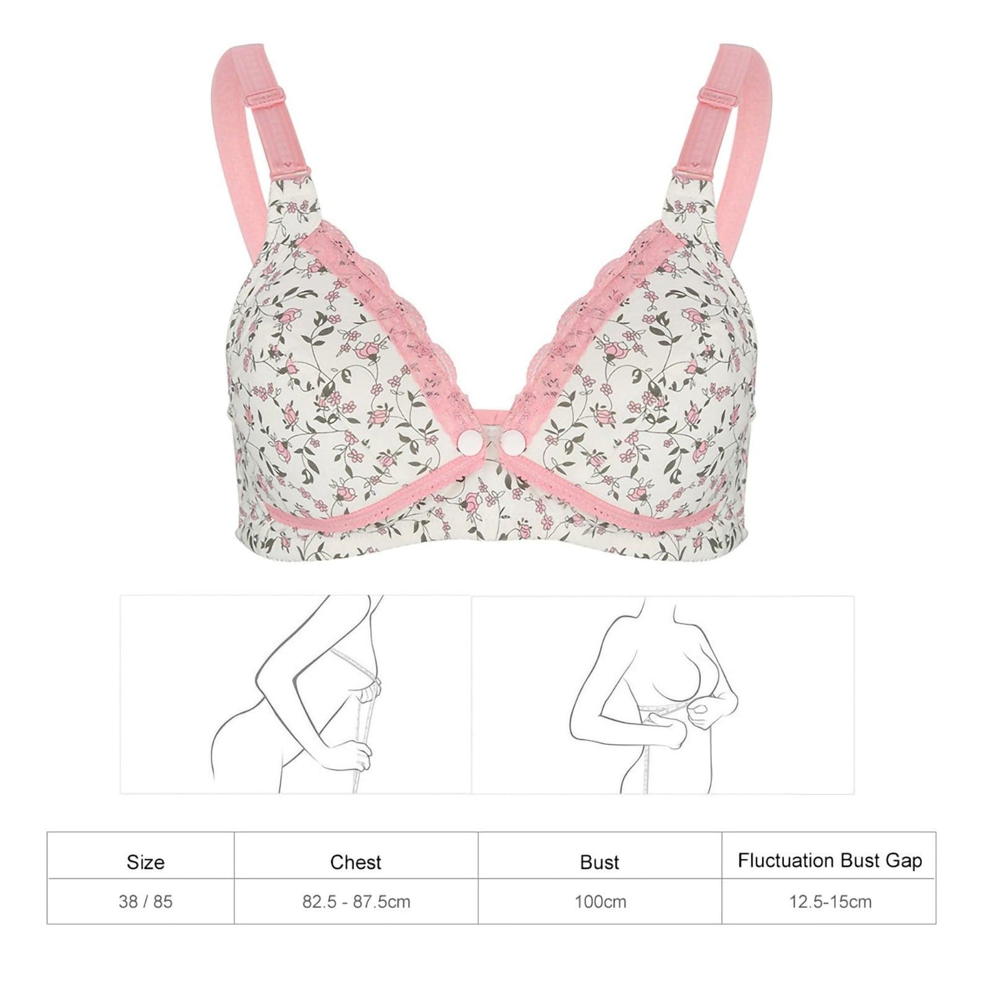 Soutien-gorge d'allaitement pré-ouvert en coton pour femmes enceintes qui allaitent, rose 38/85